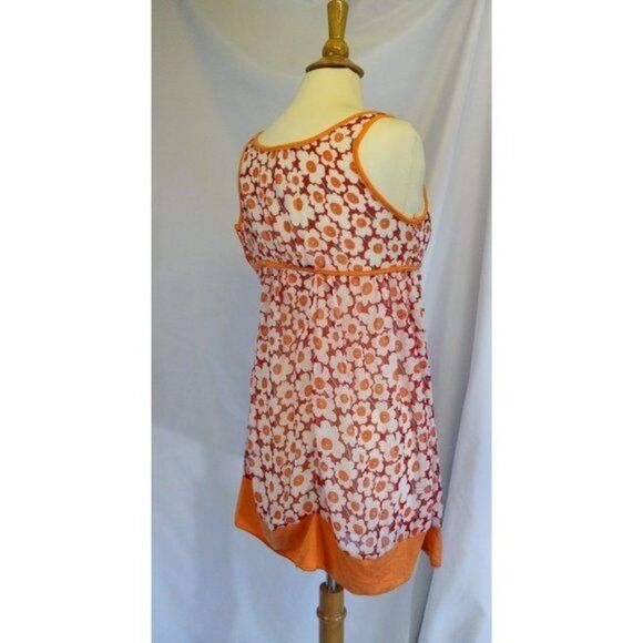 Orange Flowers Sheer Chiffon Dress or Tunic - Picture 4 of 5